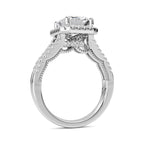 3CTW Emerald Shaped Lab Grown Diamond (F/VS) Split shank Accented Ring in 14K Gold