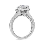 3CTW Emerald Shaped Lab Grown Diamond (F/VS) Split shank Accented Ring in 14K Gold