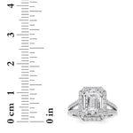 3CTW Emerald Shaped Lab Grown Diamond (F/VS) Split shank Accented Ring in 14K Gold