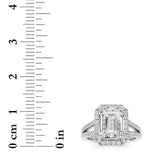 3CTW Emerald Shaped Lab Grown Diamond (F/VS) Split shank Accented Ring in 14K Gold