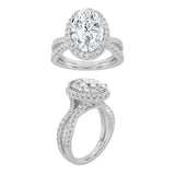2CTW Oval Shaped Lab Grown Diamond (F/VS) Split shank Accented Ring in 14K Gold