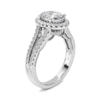 2CTW Oval Shaped Lab Grown Diamond (F/VS) Split shank Accented Ring in 14K Gold