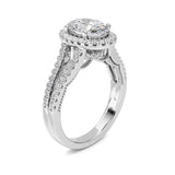 2CTW Oval Shaped Lab Grown Diamond (F/VS) Split shank Accented Ring in 14K Gold
