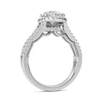 2CTW Oval Shaped Lab Grown Diamond (F/VS) Split shank Accented Ring in 14K Gold