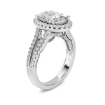 3CTW Oval Shaped Lab Grown Diamond (F/VS) Split shank Accented Ring in 14K Gold