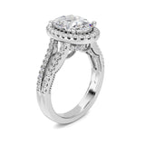 3CTW Oval Shaped Lab Grown Diamond (F/VS) Split shank Accented Ring in 14K Gold