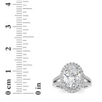 3CTW Oval Shaped Lab Grown Diamond (F/VS) Split shank Accented Ring in 14K Gold