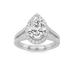 2CTW Pear Shaped Lab Grown Diamond (F/VS) Split Shank Accented Ring in 14K Gold