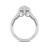 2CTW Pear Shaped Lab Grown Diamond (F/VS) Split Shank Accented Ring in 14K Gold