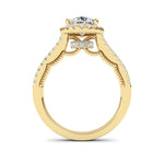 2CTW Pear Shaped Lab Grown Diamond (F/VS) Split Shank Accented Ring in 14K Gold