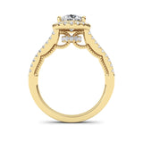 2CTW Pear Shaped Lab Grown Diamond (F/VS) Split Shank Accented Ring in 14K Gold
