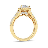2CTW Pear Shaped Lab Grown Diamond (F/VS) Split Shank Accented Ring in 14K Gold