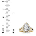 2CTW Pear Shaped Lab Grown Diamond (F/VS) Split Shank Accented Ring in 14K Gold