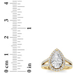 2CTW Pear Shaped Lab Grown Diamond (F/VS) Split Shank Accented Ring in 14K Gold