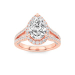 2CTW Pear Shaped Lab Grown Diamond (F/VS) Split Shank Accented Ring in 14K Gold