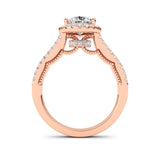 2CTW Pear Shaped Lab Grown Diamond (F/VS) Split Shank Accented Ring in 14K Gold