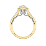2CTW Pear Shaped Lab Grown Diamond (F/VS) Split Shank Accented Ring in 14K Gold