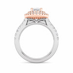 2CTW Oval Shaped Lab Grown Diamond (F/VS) Double Halo Bridal Set Engagement Ring Set in 14K Gold