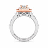 2CTW Oval Shaped Lab Grown Diamond (F/VS) Double Halo Bridal Set Engagement Ring Set in 14K Gold