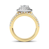 2CTW Pear Shaped Lab Grown Diamond (F/VS) Double Halo Bridal Set Engagement Ring Set in 14K Gold