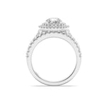 2CTW Round Shaped Lab Grown Diamond (F/VS) Double Halo Bridal Set Engagement Ring Set in 14K Gold