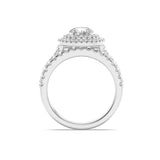 2CTW Round Shaped Lab Grown Diamond (F/VS) Double Halo Bridal Set Engagement Ring Set in 14K Gold