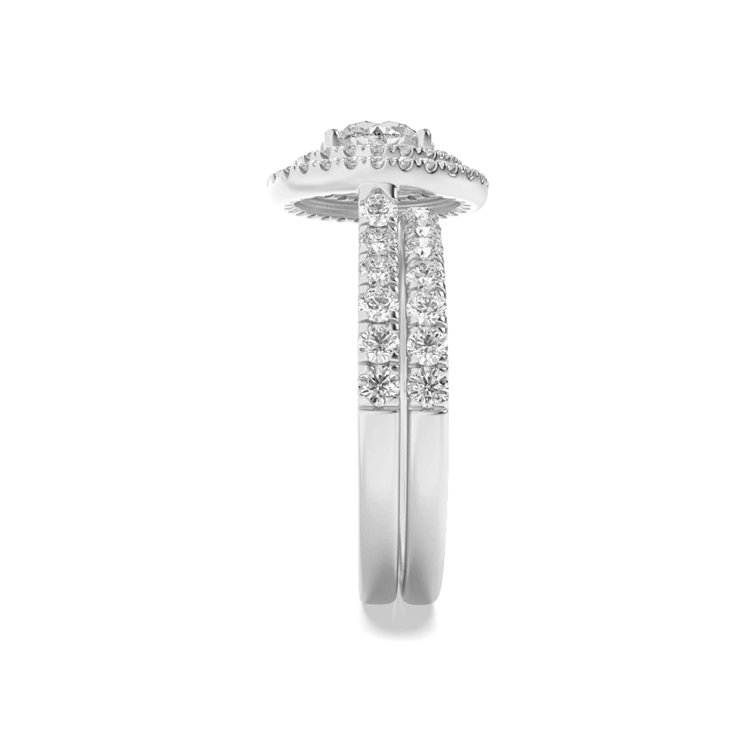 2CTW Round Shaped Lab Grown Diamond (F/VS) Double Halo Bridal Set Engagement Ring Set in 14K Gold