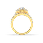 2CTW Round Shaped Lab Grown Diamond (F/VS) Double Halo Bridal Set Engagement Ring Set in 14K Gold