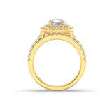 2CTW Round Shaped Lab Grown Diamond (F/VS) Double Halo Bridal Set Engagement Ring Set in 14K Gold