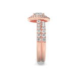 2CTW Round Shaped Lab Grown Diamond (F/VS) Double Halo Bridal Set Engagement Ring Set in 14K Gold