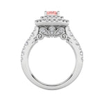2CTW Emerald Shaped Lab Grown Diamond (F/VS) Double Halo Engagement Ring in 14K Gold