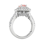 2CTW Emerald Shaped Lab Grown Diamond (F/VS) Double Halo Engagement Ring in 14K Gold