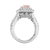 2CTW Emerald Shaped Lab Grown Diamond (F/VS) Double Halo Engagement Ring in 14K Gold