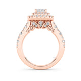 2CTW Emerald Shaped Lab Grown Diamond (F/VS) Double Halo Engagement Ring in 14K Gold
