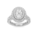 2CTW Oval Shaped Lab Grown Diamond (F/VS) Double Halo Engagement Ring in 14K Gold