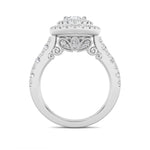 2CTW Oval Shaped Lab Grown Diamond (F/VS) Double Halo Engagement Ring in 14K Gold