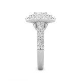 2CTW Oval Shaped Lab Grown Diamond (F/VS) Double Halo Engagement Ring in 14K Gold