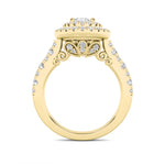2CTW Oval Shaped Lab Grown Diamond (F/VS) Double Halo Engagement Ring in 14K Gold
