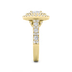 2CTW Oval Shaped Lab Grown Diamond (F/VS) Double Halo Engagement Ring in 14K Gold