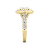 2CTW Oval Shaped Lab Grown Diamond (F/VS) Double Halo Engagement Ring in 14K Gold