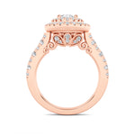 2CTW Oval Shaped Lab Grown Diamond (F/VS) Double Halo Engagement Ring in 14K Gold
