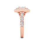 2CTW Oval Shaped Lab Grown Diamond (F/VS) Double Halo Engagement Ring in 14K Gold