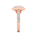 2CTW Oval Shaped Lab Grown Diamond (F/VS) Double Halo Engagement Ring in 14K Gold
