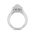2CTW Pear Shaped Lab Grown Diamond (F/VS) Double Halo Engagement Ring in 14K Gold