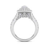 2CTW Pear Shaped Lab Grown Diamond (F/VS) Double Halo Engagement Ring in 14K Gold