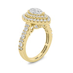 2CTW Pear Shaped Lab Grown Diamond (F/VS) Double Halo Engagement Ring in 14K Gold