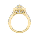 2CTW Pear Shaped Lab Grown Diamond (F/VS) Double Halo Engagement Ring in 14K Gold