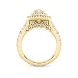 2CTW Pear Shaped Lab Grown Diamond (F/VS) Double Halo Engagement Ring in 14K Gold