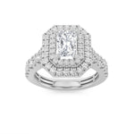 2CTW Radiant Shaped Lab Grown Diamond (F/VS) Double Halo Engagement Ring in 14K Gold