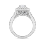 2CTW Radiant Shaped Lab Grown Diamond (F/VS) Double Halo Engagement Ring in 14K Gold